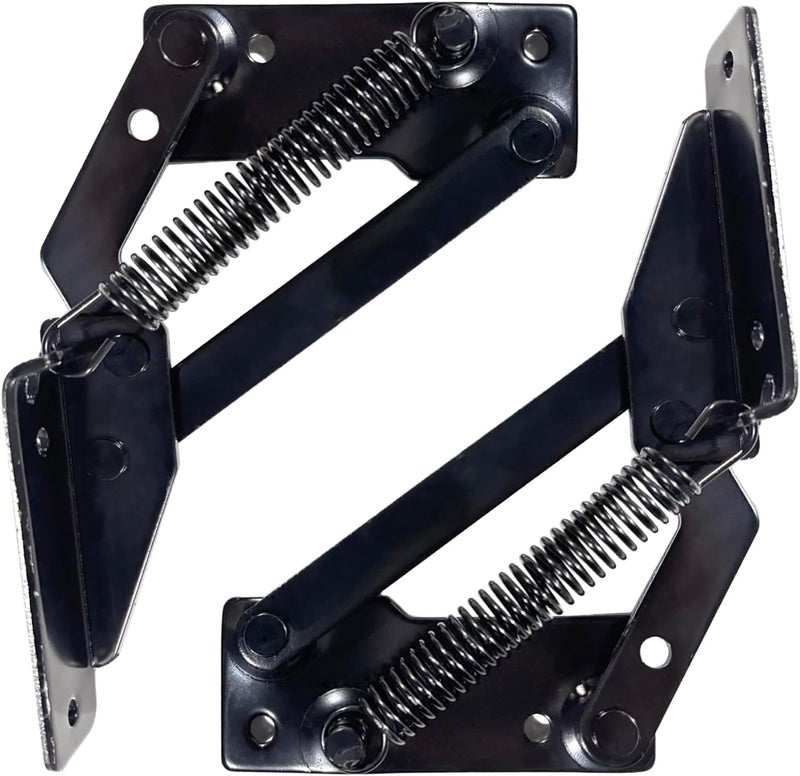 YIDELAI Spring Hinge (2 Pair) 90 Degree Folding Lifting Bracket, Sofa Bed Hinge, Suitable for Cabinet Doors, Furniture Storage Boxes (black2) - Image 1
